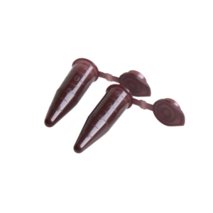 Amber 1.5ml microcentrifuge tube with secure cap and frosted writing area