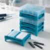 PCR workbench with stackable storage trays for PCR tube organization and sample management