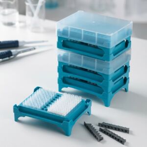 PCR workbench with stackable storage trays for PCR tube organization and sample management