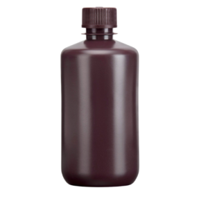 Amber reagent bottle with narrow mouth, autoclavable, leak-proof, and break-resistant