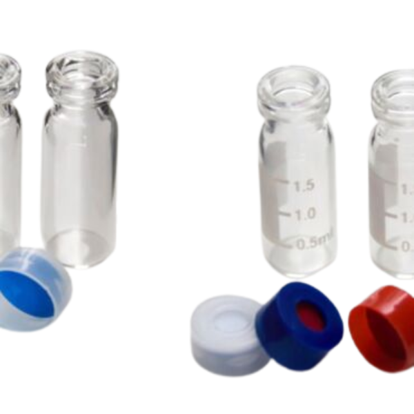 Autosampler vial with blue PP screw cap PTFE septa