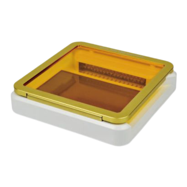 High-intensity blue light LED transilluminator (470 nm) for safe visualization of fluorescent-stained DNA/RNA gels, compatible with dyes like Ethidium bromide, GelRed, GelGreen, SYBR Gold, and SYBR Safe.