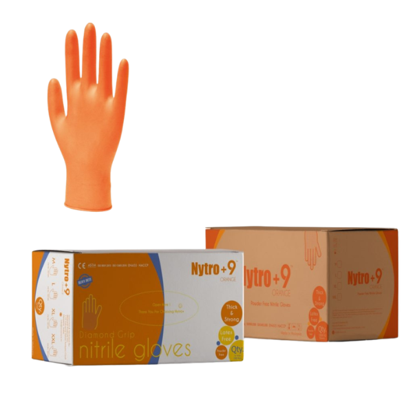 Diamond grip nitrile gloves with high sensitivity, chemical resistance, and precise grip for dry and wet conditions