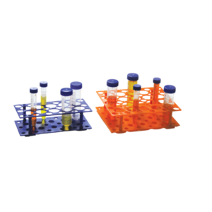 Laboratory tube rack with alphanumeric inscriptions for easy identification of samples