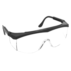 Lightweight safety goggles with ultra-clear polycarbonate lenses providing 99.9% UV protection.