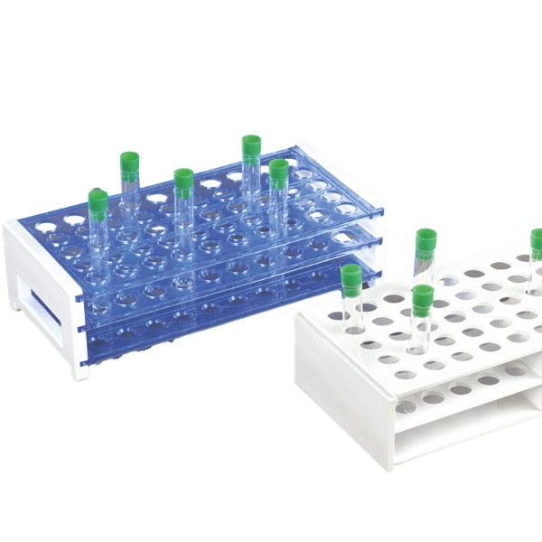 Laboratory rack for 50 test tubes, sturdy and stable for benchtop use