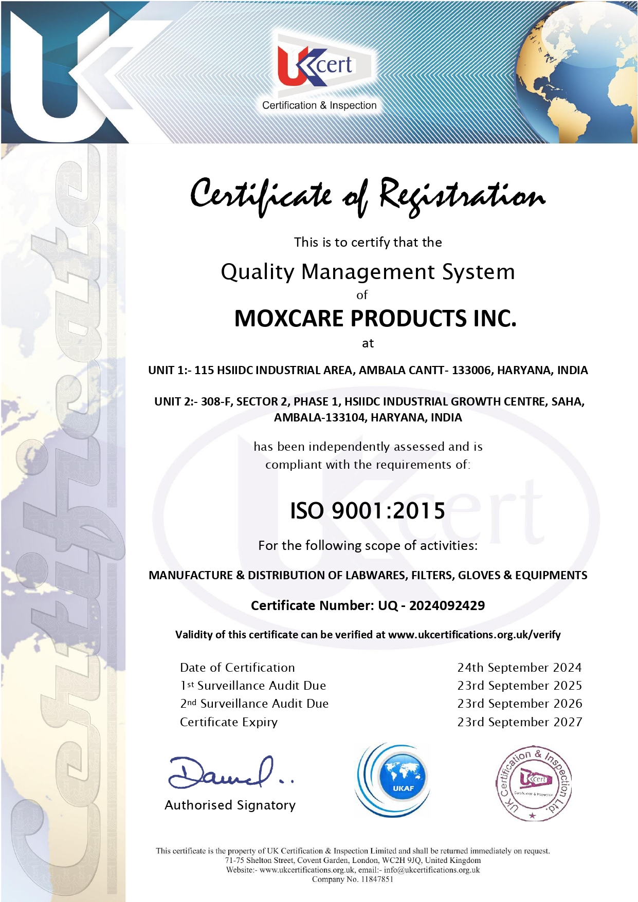 certificate-4 - moxcare products inc