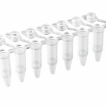 Clear PCR tube strip with attached caps for molecular biology labs