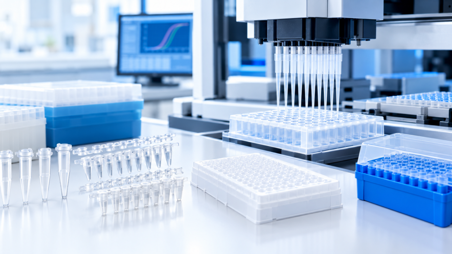 PCR consumables including tubes, tube strips and 96-well plates for automated liquid handling