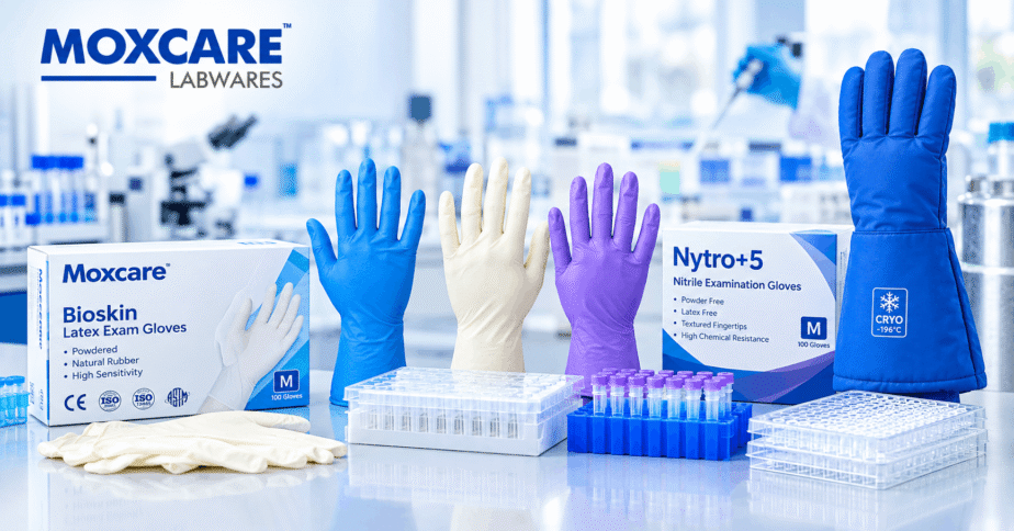 Lab gloves including nitrile, latex and cryogenic gloves for laboratory hand protection